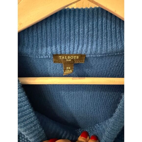 Talbots Royal Blue Textured Mock Neck Sweater sz 2X EUC - Picture 4 of 7